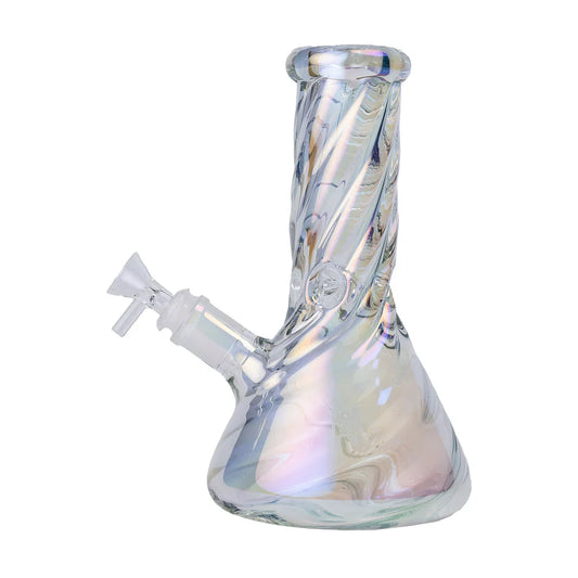HUMAN GRADE | TWISTED IRIDESCENT BEAKER 9" WATERPIPE